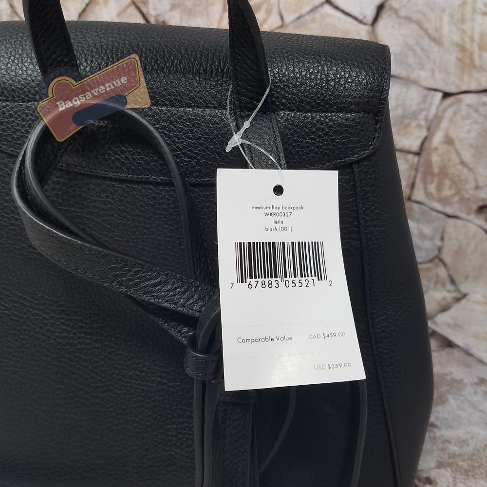 Black Medium Flap Backpack Black Leila Kate Spade - Picture 12 of 15